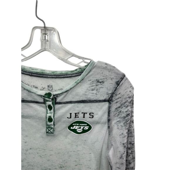 New York Jets NFL Youth Girl's Fan Apparel Long Sleeve Burnout Shirt 10/12 - Picture 2 of 5